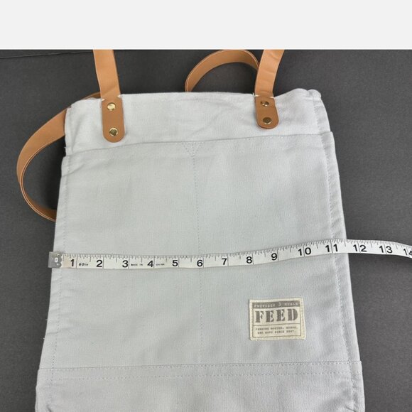 New FEED Tote  Canvas w/ leathers polar blue color discontinued - Picture 2 of 5